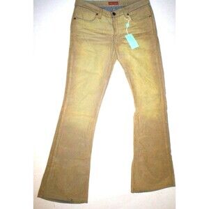 New Womens 31 NWT Italy Designer Indian Rose Jeans Flared Velvet Beige Tan Tall